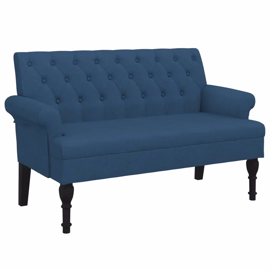 Panca con schienale blu in tessuto e legno vidaXL L: 120 cm, P: 62 cm, H: 75,5 cm – 2