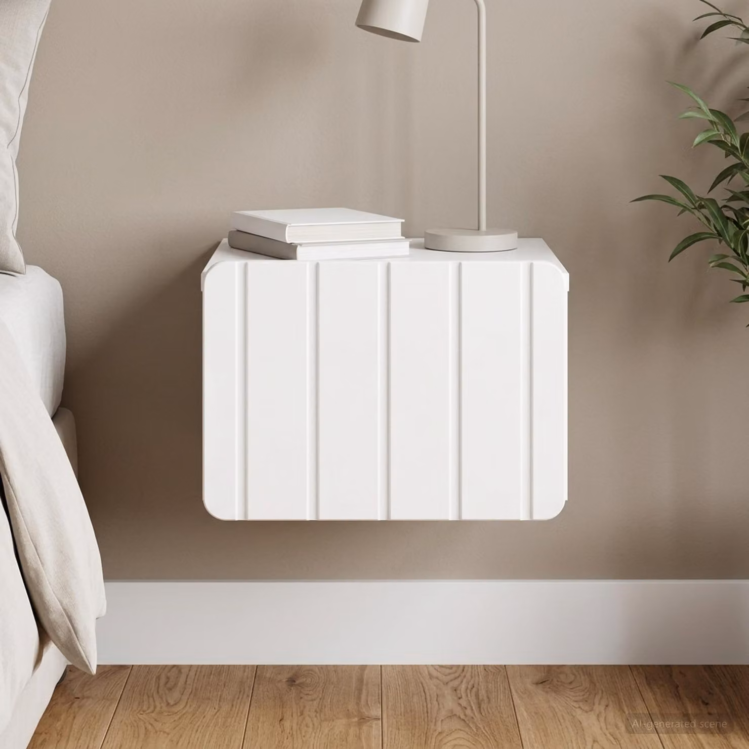 vidaXL Mobiletto da notte sospeso Bianco Lucido L: 33 cm, P: 34,5 cm, H: 24 cm