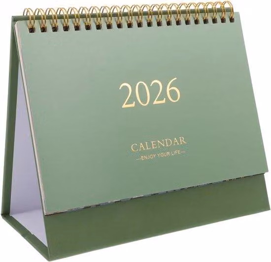 Calendario a parete, formato grande, 19x17 cm, colore verde, adatto per uffici, aule scolastiche e uso personale