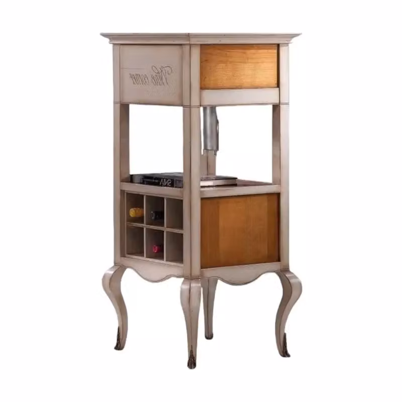 Mobile bar in legno stile shabby chic bianco con portabottiglie MOBILI 2G L/P/H: 48 x 48 x 110 cm – 2
