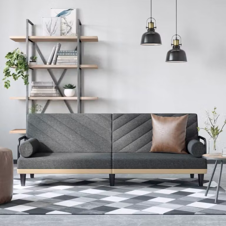 Maison Exclusive - Divano letto con braccioli, tessuto grigio scuro