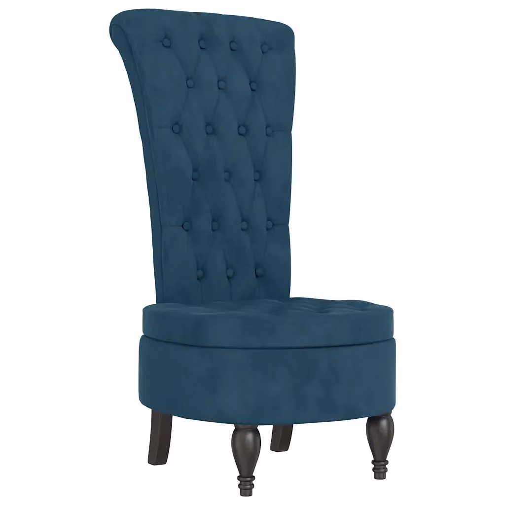 Sedia con Schienale Alto in Velluto Blu vidaXL L/P/H: 56 x 39 x 110 cm – 2