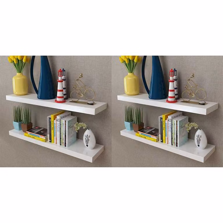 Set di 4 mensole a parete vidaXL in MDF bianche, larghezza: 80 cm