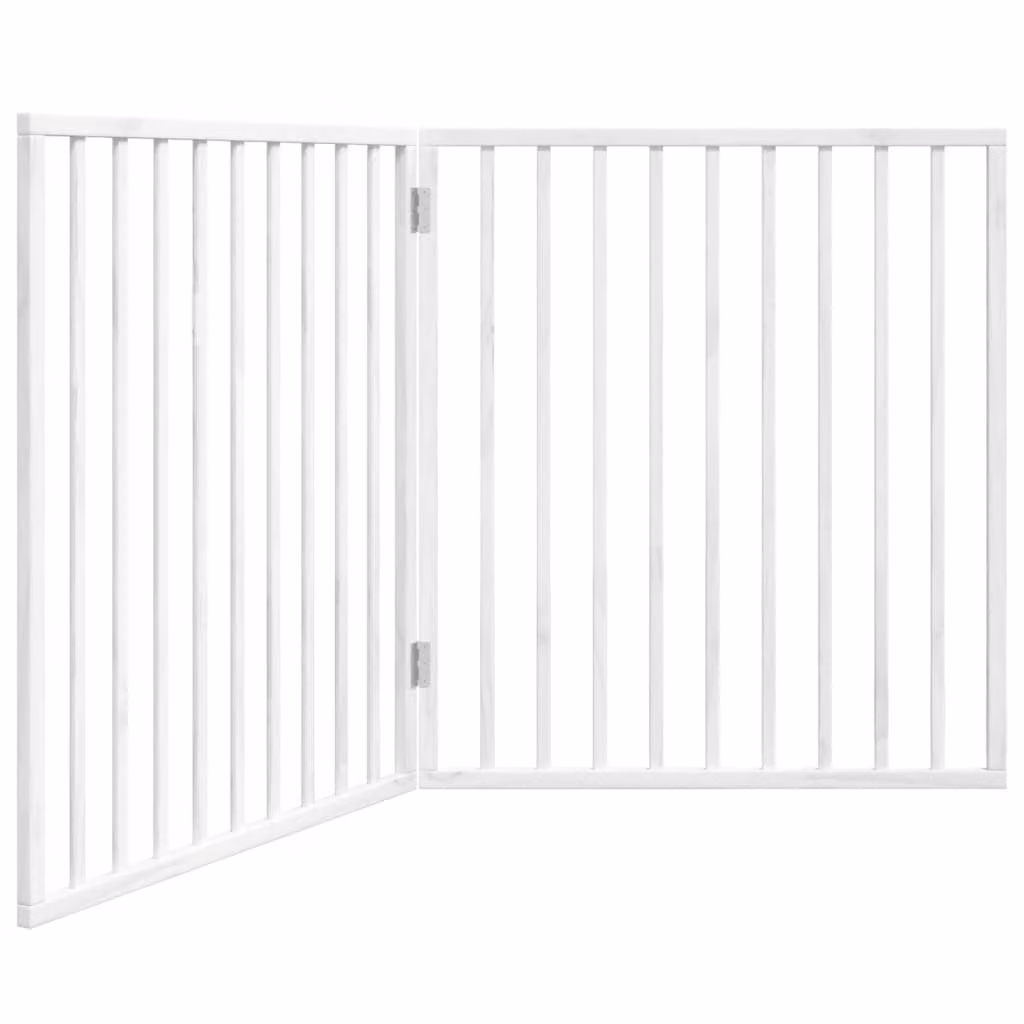 Cancelletto per cani pieghevole 2 pannelli bianco 160 cm in legno di pioppo