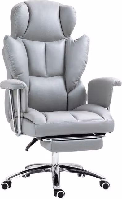 Sedia da ufficio con funzione reclinabile, sedia ergonomica da scrivania, sedia girevole regolabile in altezza con poggiapiedi, imbottita, portata