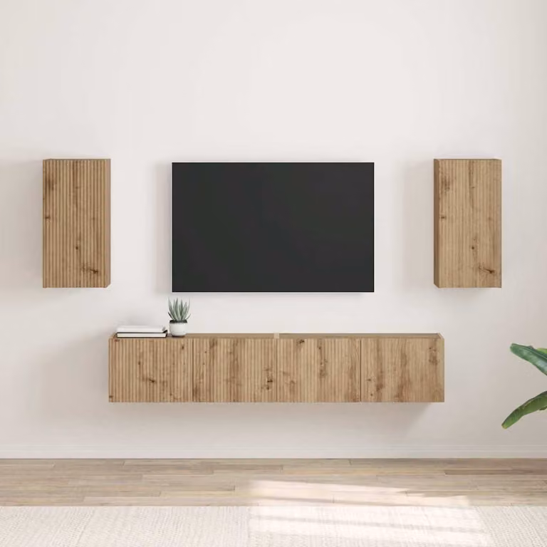 Set di 2 mobili TV da parete vidaXL in stile moderno, colore marrone rovere artigianale, L: 60 cm, P: 31 cm, H: 30 cm