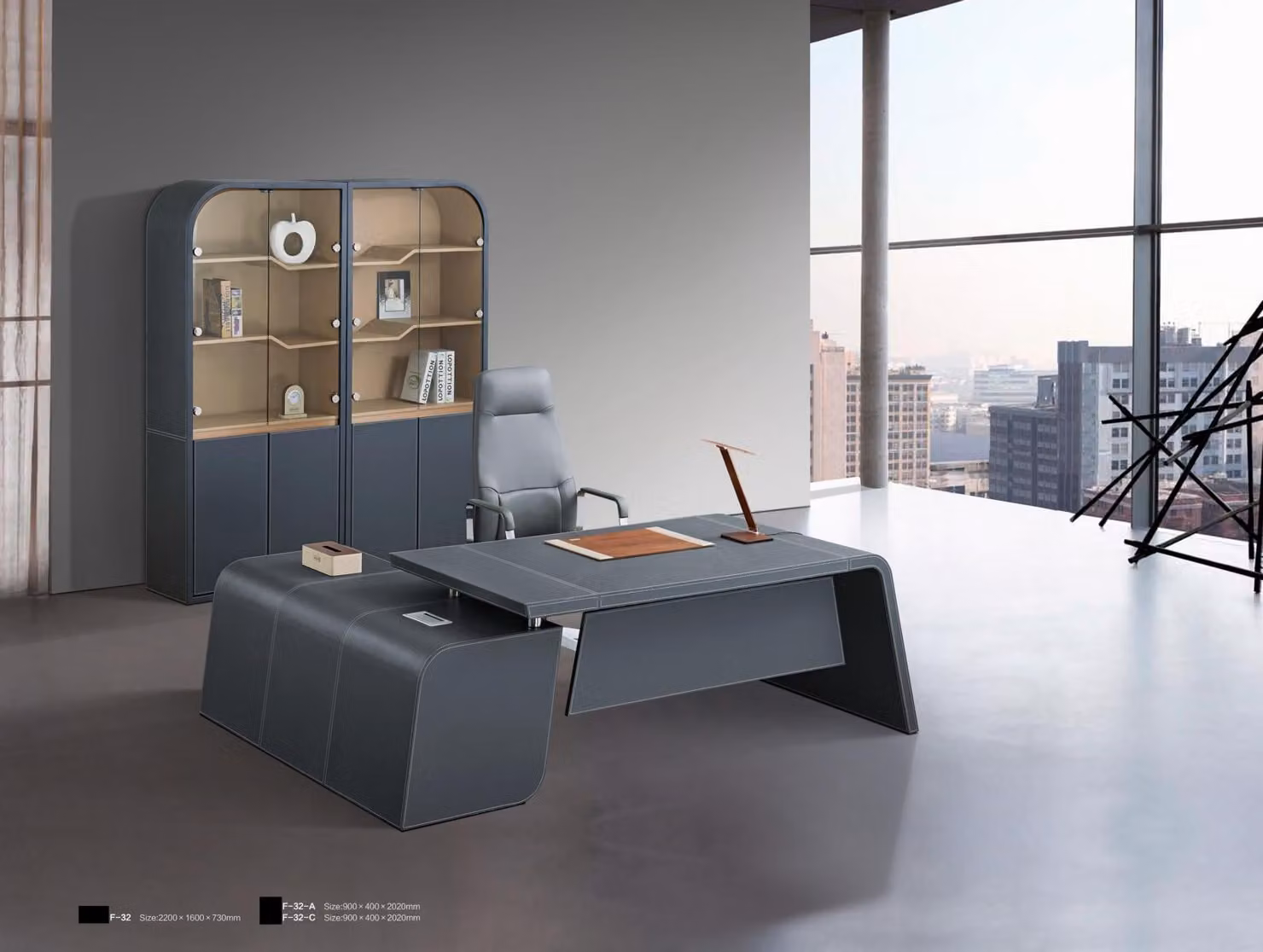 Moderner MDF-Edelstahl Schreibtisch mit PVC in eleganter Optik