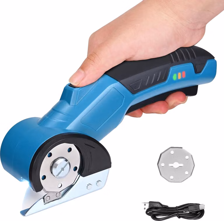 Taglierina elettrica a batteria, lama in acciaio SK5, design ergonomico, blu