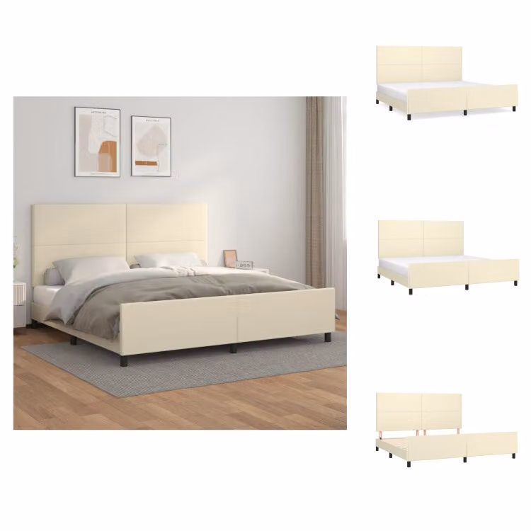 vidaXL Struttura letto con testiera crema 200x200 cm in Pelle finta - Letti e strutture letto