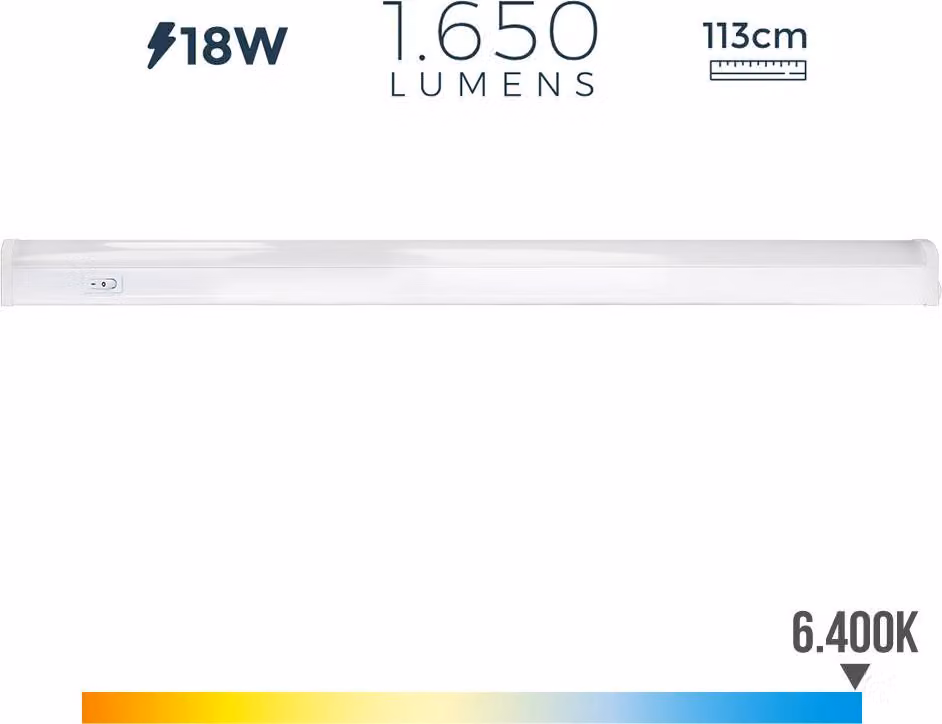 Striscia elettronica a led 18w 1650lm 6400k luce fredda 3,6x113,8x3cm edm