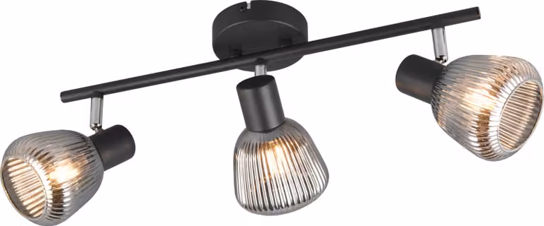 Lampada da soffitto TARIFA nera-cromata 3xE14x10W vetro, dimensioni: 19x47x16 cm, IP20, Trio