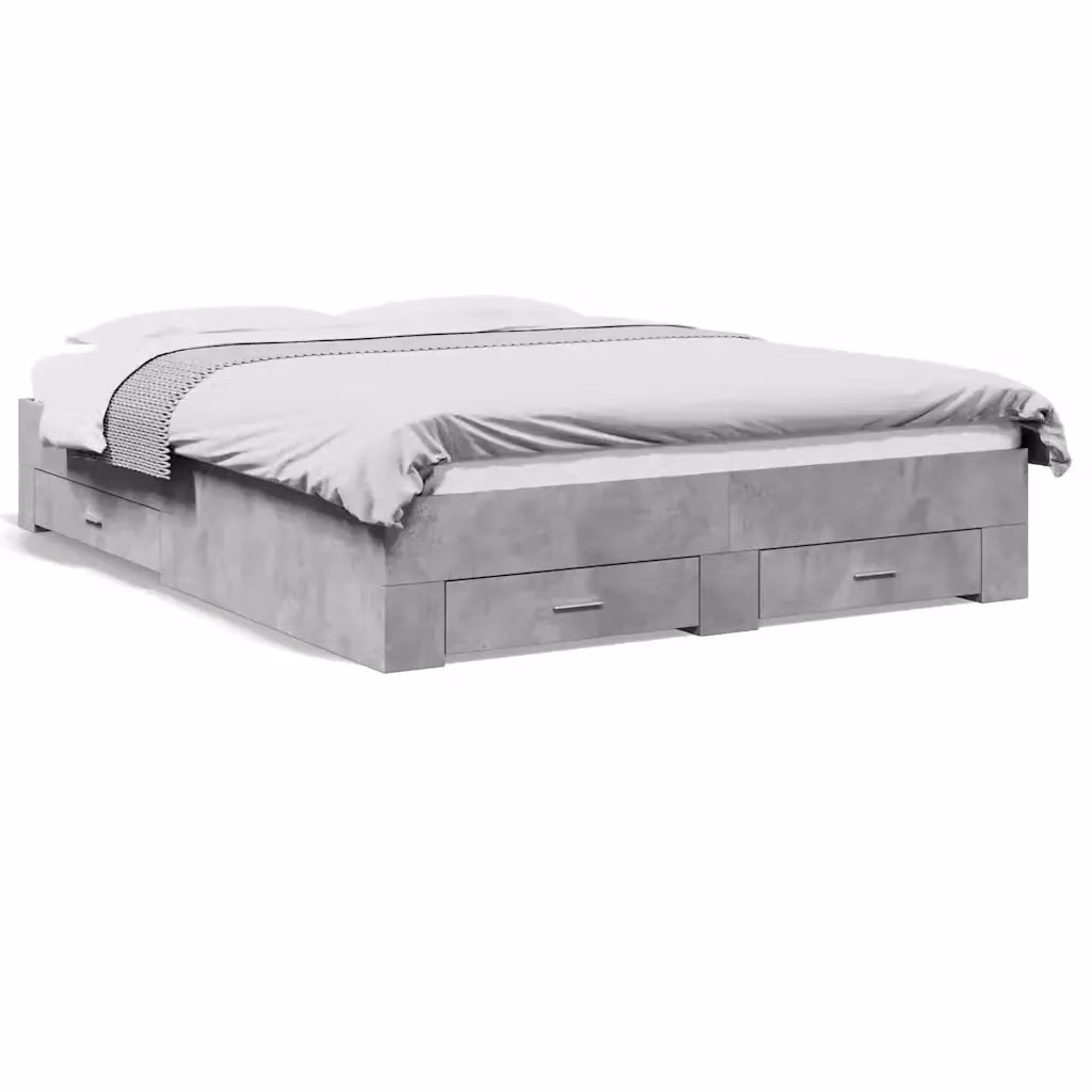 vidaXL Giroletto con Cassetti in Legno Multistrato Grigio 150x200 cm – 2
