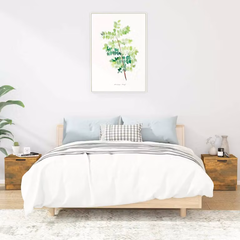 Set di 2 comodini vidaXL in rovere fumo, design moderno per camera da letto, L/P/H: 40 x 39 x 40 cm