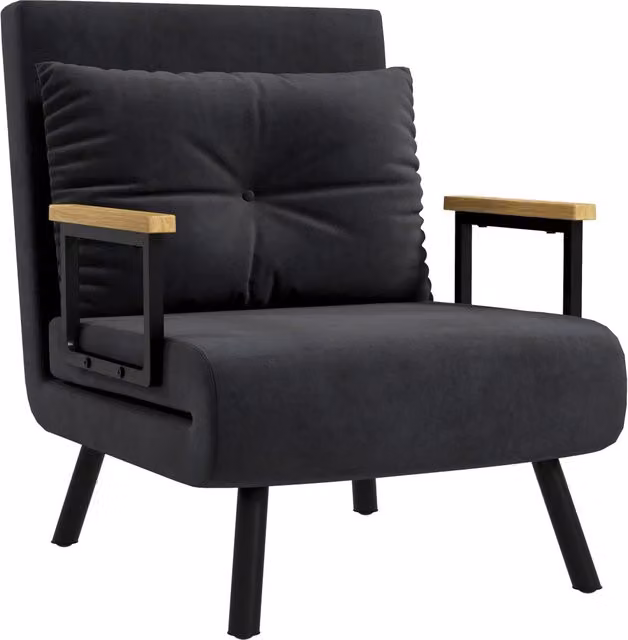 Poltrona Letto Reclinabile con Cuscino ¨C Minimal ¨C Nero 63x73x81 cm