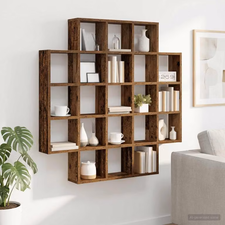 Scaffale da parete vidaXL in legno color marrone stile minimalista L 100 cm x P 13 cm x H 100 cm