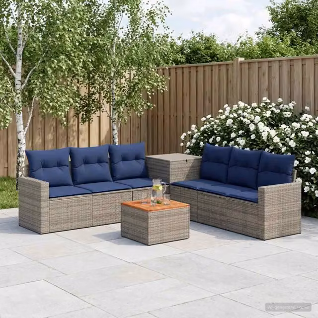 Set di divani 8 pz Grigio e Blu Navy 55 x 55 x 37 cm 3448335