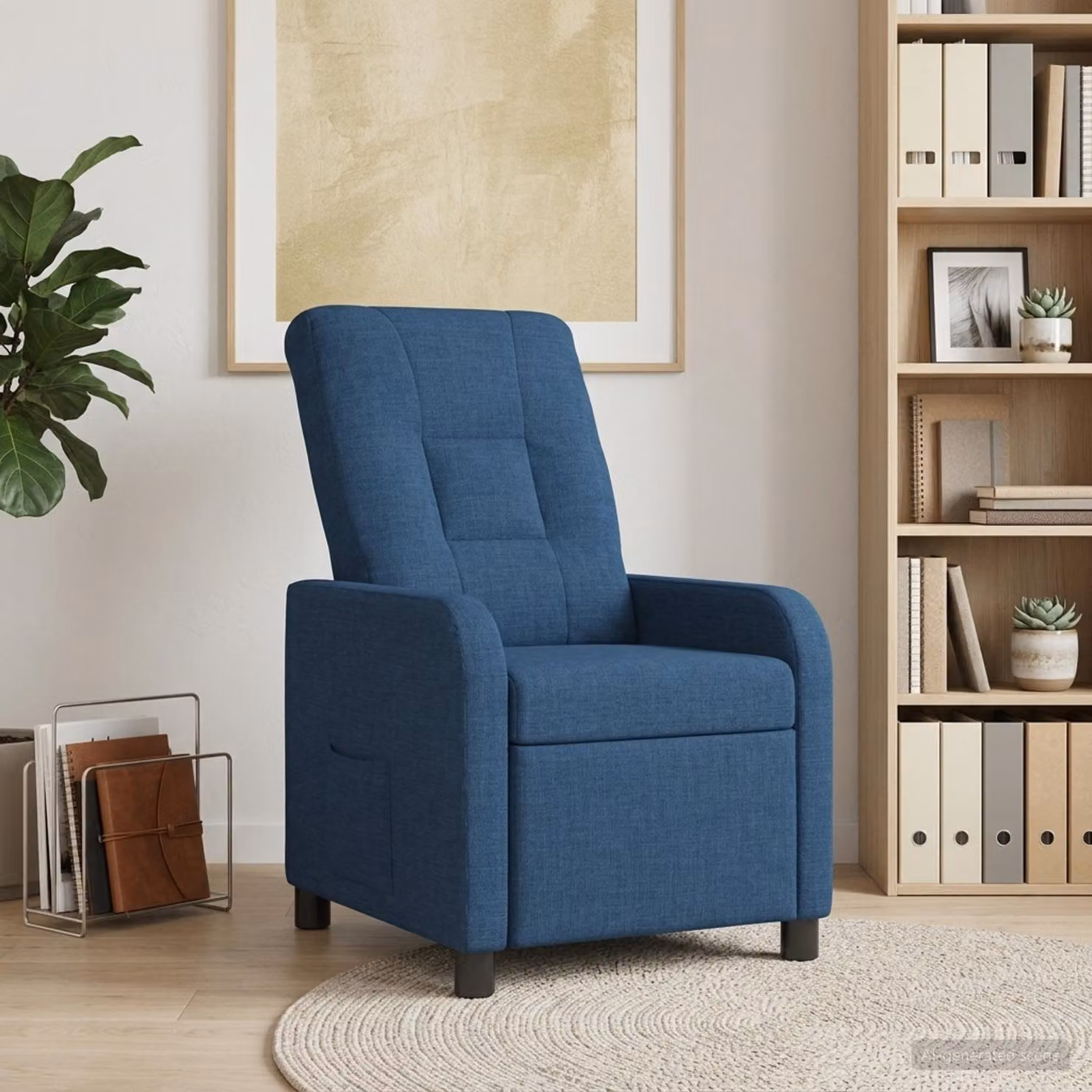vidaXL Poltrona reclinabile relax in tessuto blu con braccioli e struttura moderna
