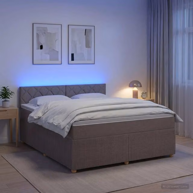 Letto box spring con materasso ibrido vidaXL in tessuto beige e grigio L/P: 140 x 190 cm – 1
