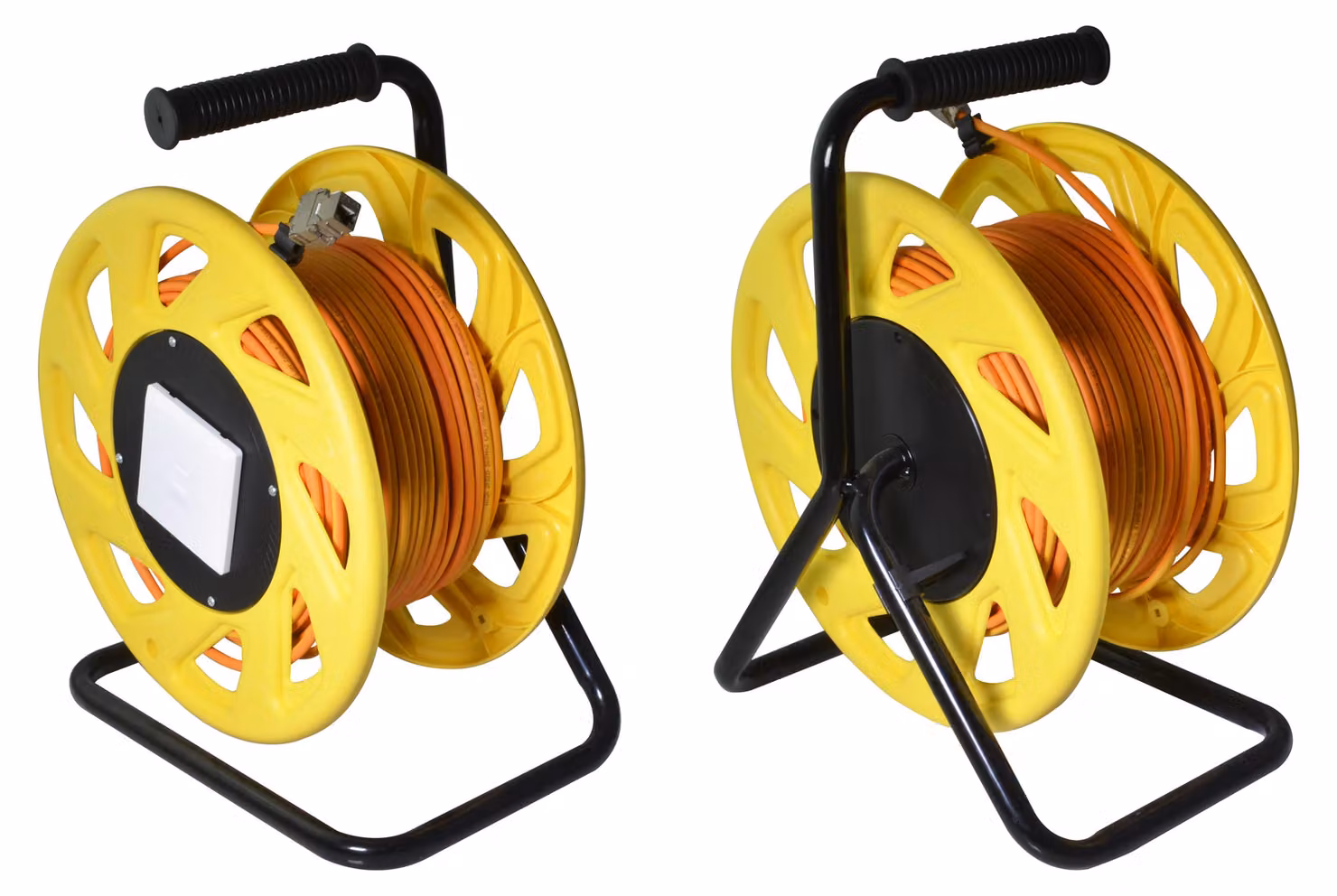Avvolgicavo Helos, cavo di rete Cat 7A, portatile, arancione/giallo, 50,0 m