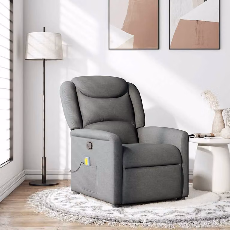 vidaXL Poltrona Relax Reclinabile Moderna in Tessuto Grigio con Braccioli