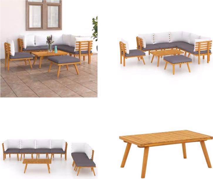 vidaXL set salotto da giardino 8 pezzi con cuscini in legno massiccio di acacia - Set salotto da giardino - Set salotto da giardino - Mobili da giardino - Mobili da giardino
