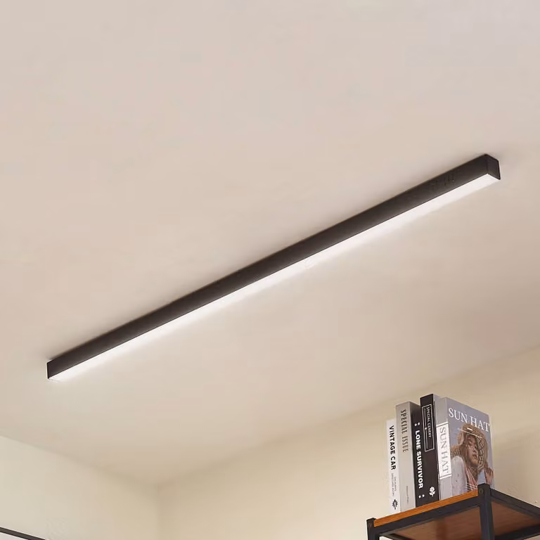 Plafoniera a LED Teniona Lucande, dimmerabile, Nero, Soggiorno / Sala da pranzo, Alluminio, Moderno, Plafoniera LED