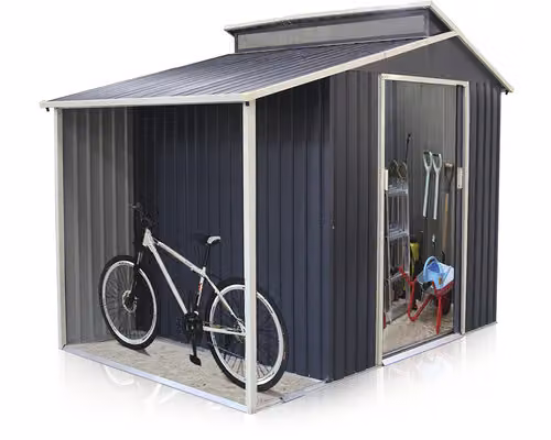 Casetta da giardino in metallo Rojaplast Oscar E-A 276x117 cm grigio