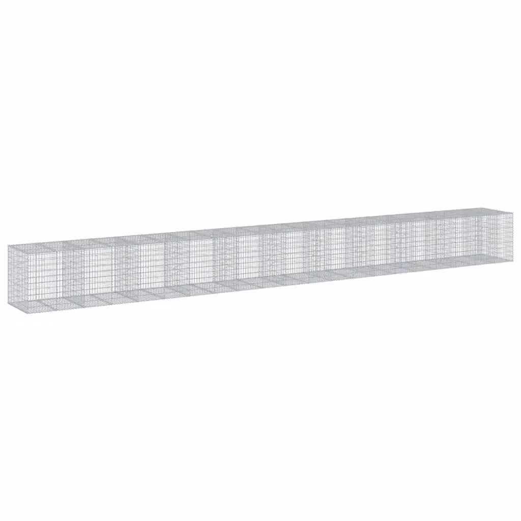 vidaXL Cesto Gabbione con Copertura in Ferro Zincato Grigio L: 1050 cm, P: 100 cm, H: 100 cm – 2