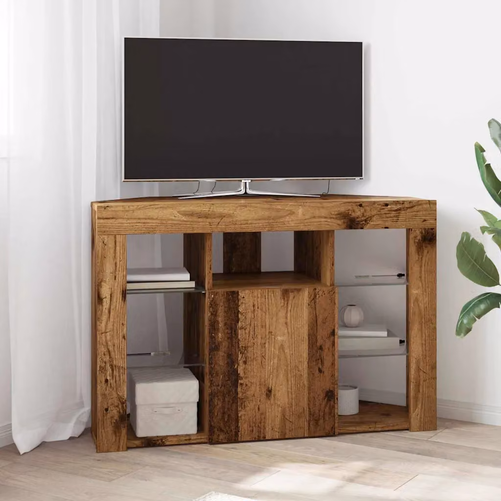 Mobile TV LED Angolare vidaXL in Legno Vecchio Marrone L/P/H: 100 x 40 x 68 cm