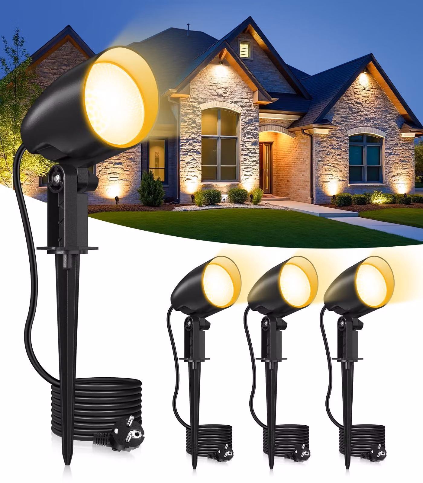 Lampada da giardino da 20 W con picchetto da terra, 24 sorgenti luminose, dimensioni 18x8x13 cm