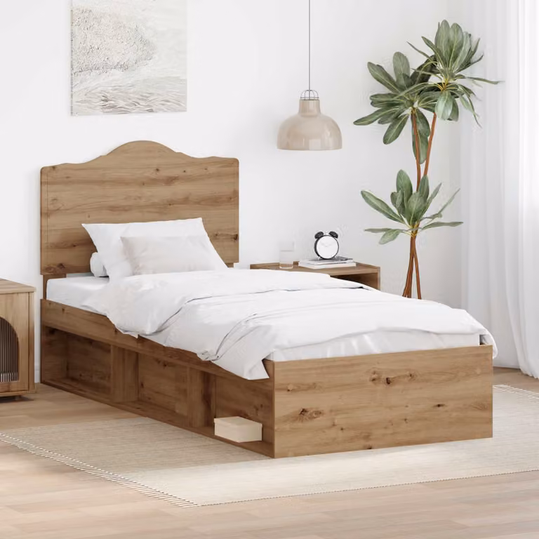 Struttura del letto con testiera vidaXL in legno color marrone, dimensioni 90 x 190 cm