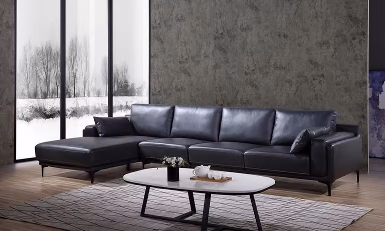 Sofa Design Ecksofa L-Form Ledersofa Couch Wohnlandschaft Garnitur Moderne Sofas
