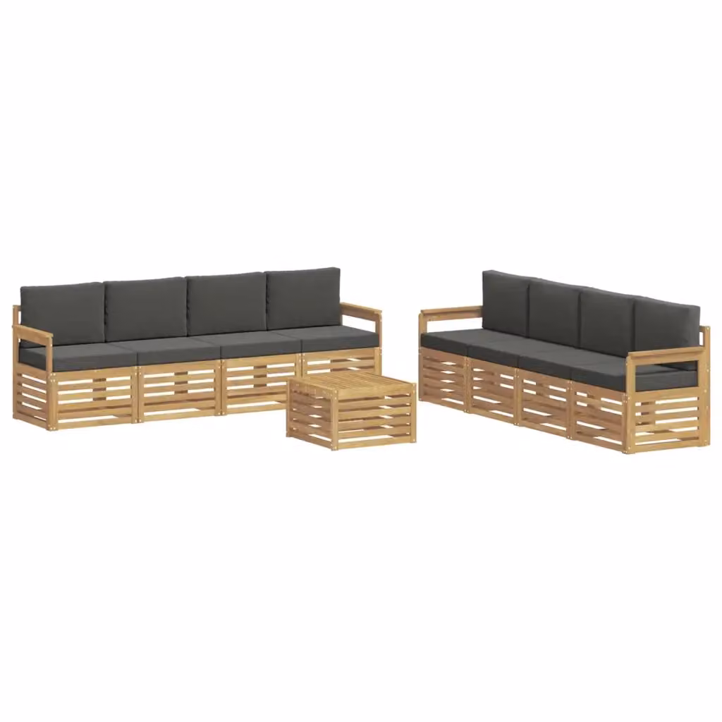 Set di divani da esterno moderno vidaXL in legno di acacia e poliestere, Bianco e Antracite – 2