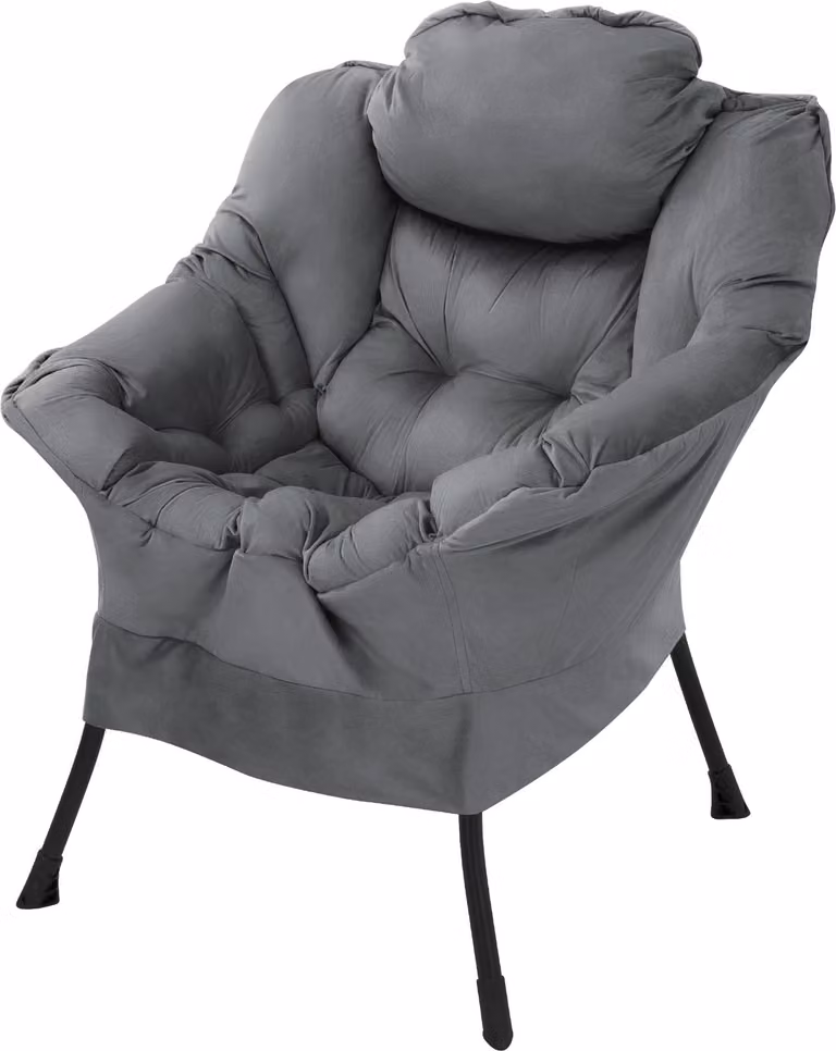 Poltrona ML-Design per soggiorno, poltrona relax con braccioli, poltrona da lettura confortevole, poltrona TV con cuscino poggiatesta, poltrona lounge, poltrona imbottita per TV, colore antracite