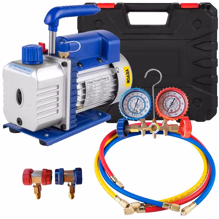 Pompe per vuoto, costruzione robusta, elevate prestazioni, manometro da 4 CFM con motore da 1-4 HP