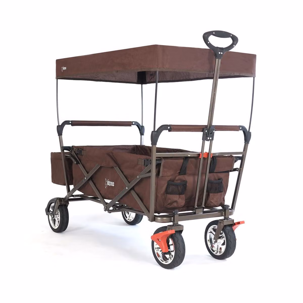 Carrello Pieghevole da giardino da spiaggia FUXTEC City CT500 anti UV parasole MARRONE Braun