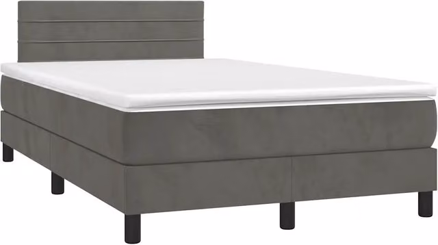Letto a Molle con Materasso e LED Grigio Scuro 120x190cm 3270160