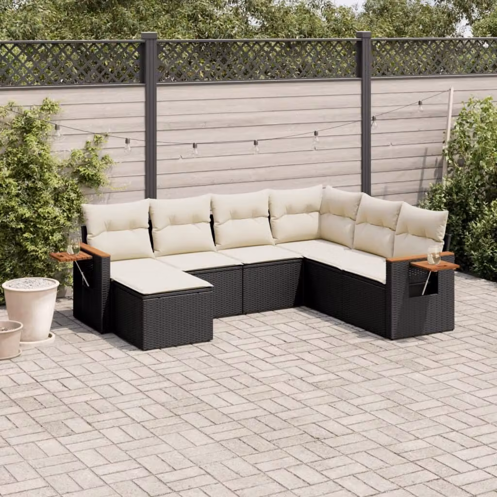 Maison Exclusive - Set Divani da Giardino con Cuscini 7pz Nero Polyrattan
