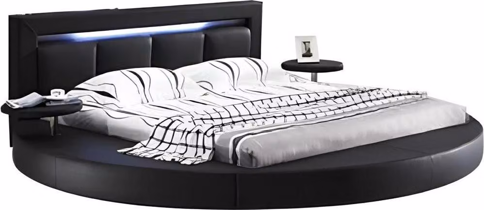 Bett Schlafzimmer Schwarz Designer Luxus LED-Licht Komplett Doppelbett Hotel