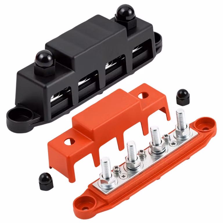 Blocco di distribuzione a 12V-48V DC con guida di collegamento da 250A e copertura