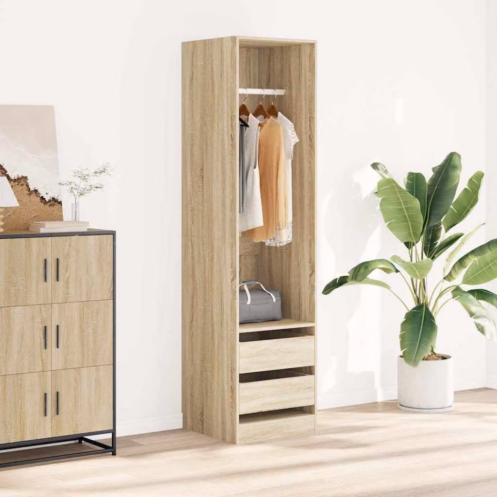 Armadio con cassetti e ripiani vidaXL in legno Rovere, colore marrone, L/P/H: 50 x 50 x 200 cm