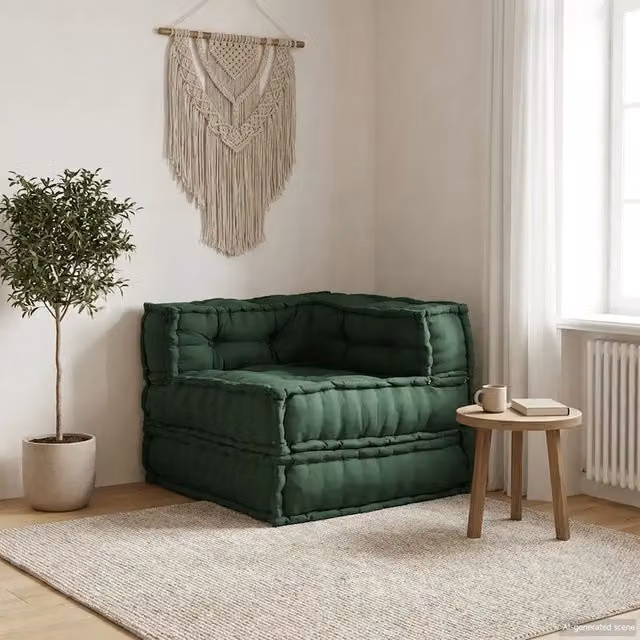 Divano Componibile Moderno vidaXL in Tessuto Verde L/P/H: 70 x 70 x 54 cm