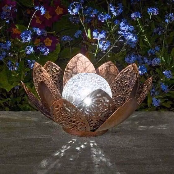 Lampada solare da giardino, con motivo a forma di fiore, LED multicolore, 8 cm