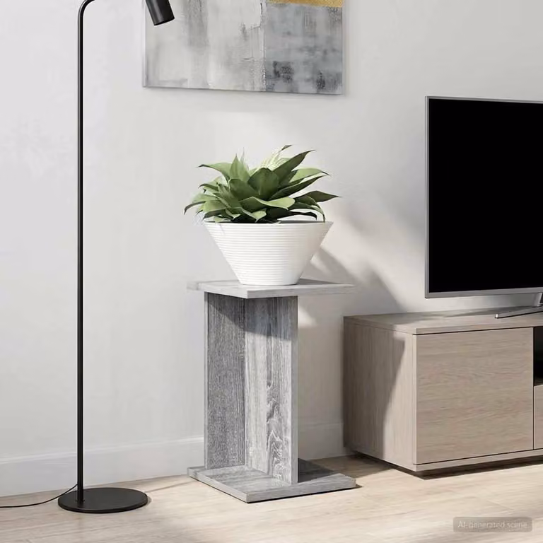 Set di 2 supporti per piante vidaXL in legno MDF grigio, L 25 cm x P 25,5 cm x H 40,5 cm