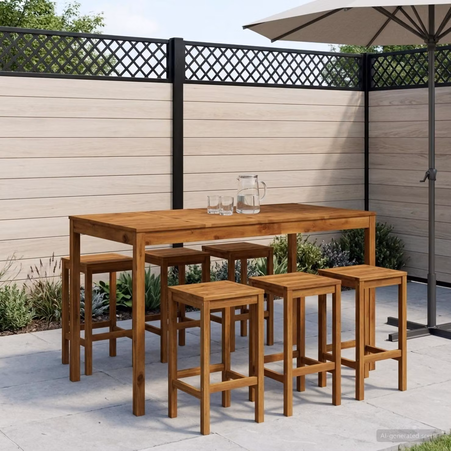 vidaXL Tavolo Bar da Giardino in Legno di Acacia Marrone, L/P/H: 180 x 88,5 x 105 cm