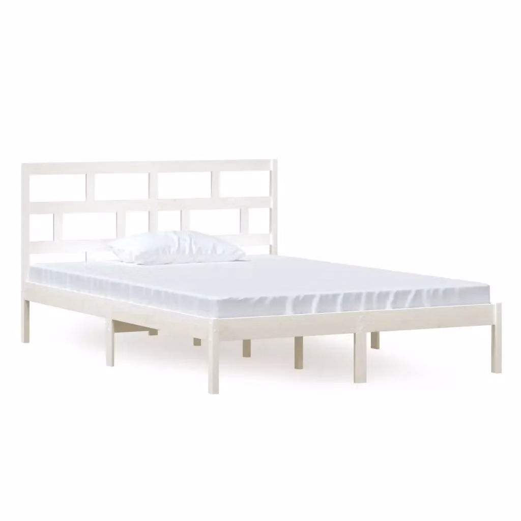 Letto con giroletto bianco in legno massello di pino vidaXL L/P: 140 x 200 cm – 2