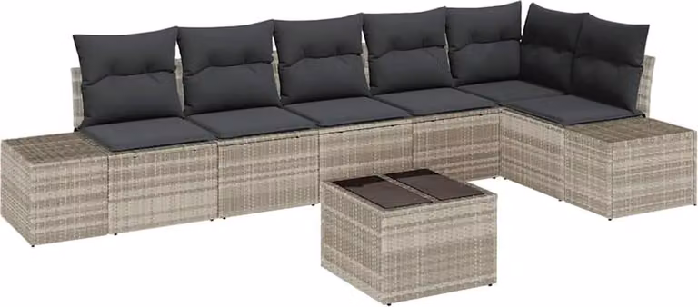 Set Divano da Giardino 7 pcs Grigio chiaro polyrattan