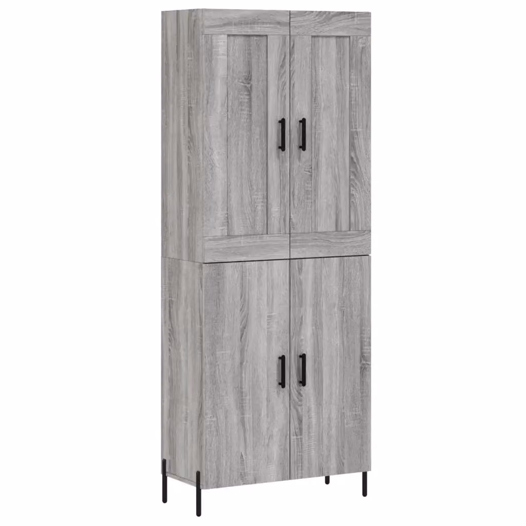 Credenza moderna vidaXL in legno e metallo grigio, sospesa, L: 69,5 cm, P: 34 cm, H: 180 cm – 2