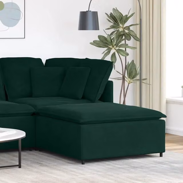 Poggiapiedi Modulare vidaXL in Velluto Verde con Struttura in Metallo L: 100 cm, P: 100 cm, H: 48 cm