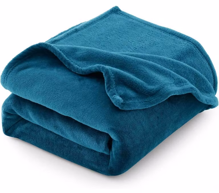 Coperta calda e soffice, dimensioni XXL, 230x270 cm, in flanella e pile, colore turchese